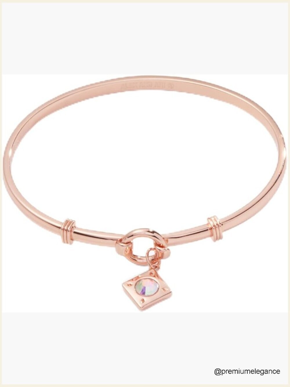 Charm Clip Bangle with Crystal, Fits Up To 7.25" Wrist